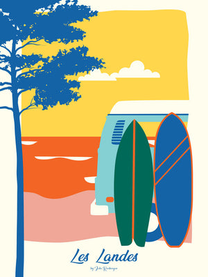 Affiche LES LANDES, Les Surfs Julie Roubergue