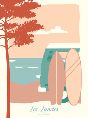 Affiche LES LANDES, Les Surfs Julie Roubergue