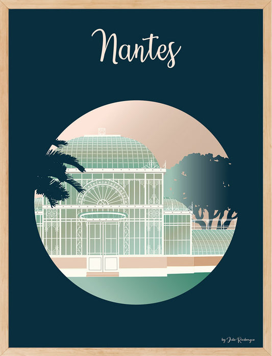 Affiche Nantes – Jardin des Plantes encadrée, mise en valeur dans un intérieur lumineux.