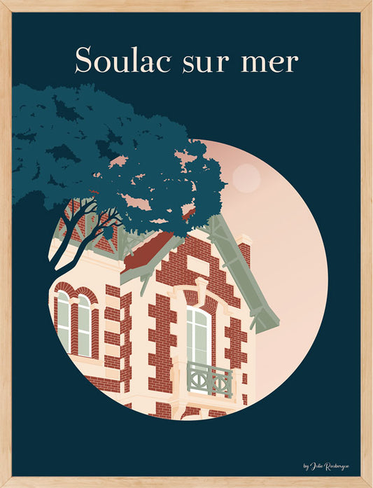 Affiche Soulac-sur-Mer, La Maison encadrée, décoration murale élégante inspirée de la côte girondine.
