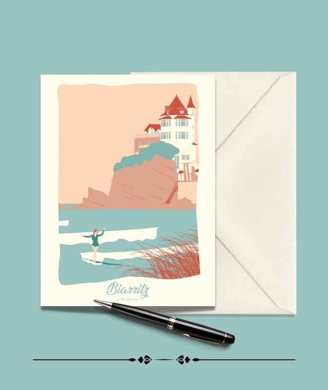 Carte Postale BIARRITZ, La Surfeuse Julie Roubergue