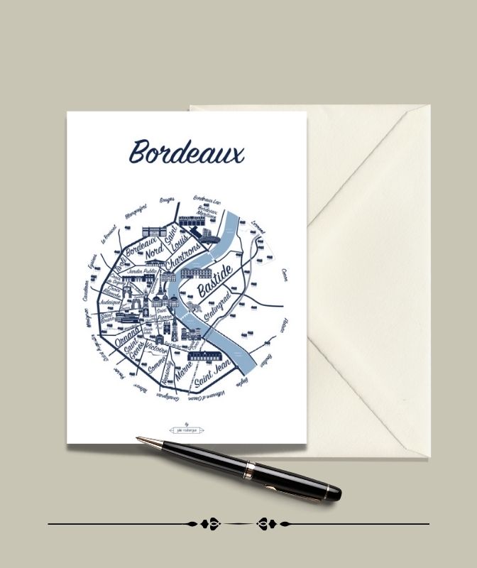 Carte Postale BORDEAUX, Le Plan Julie Roubergue