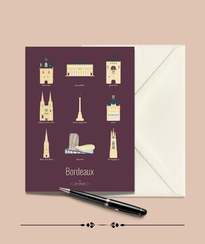 Carte Postale BORDEAUX, Les Iconiques Julie Roubergue