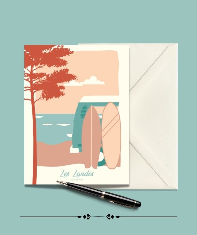 Carte Postale LES LANDES, Les Surfs Julie Roubergue