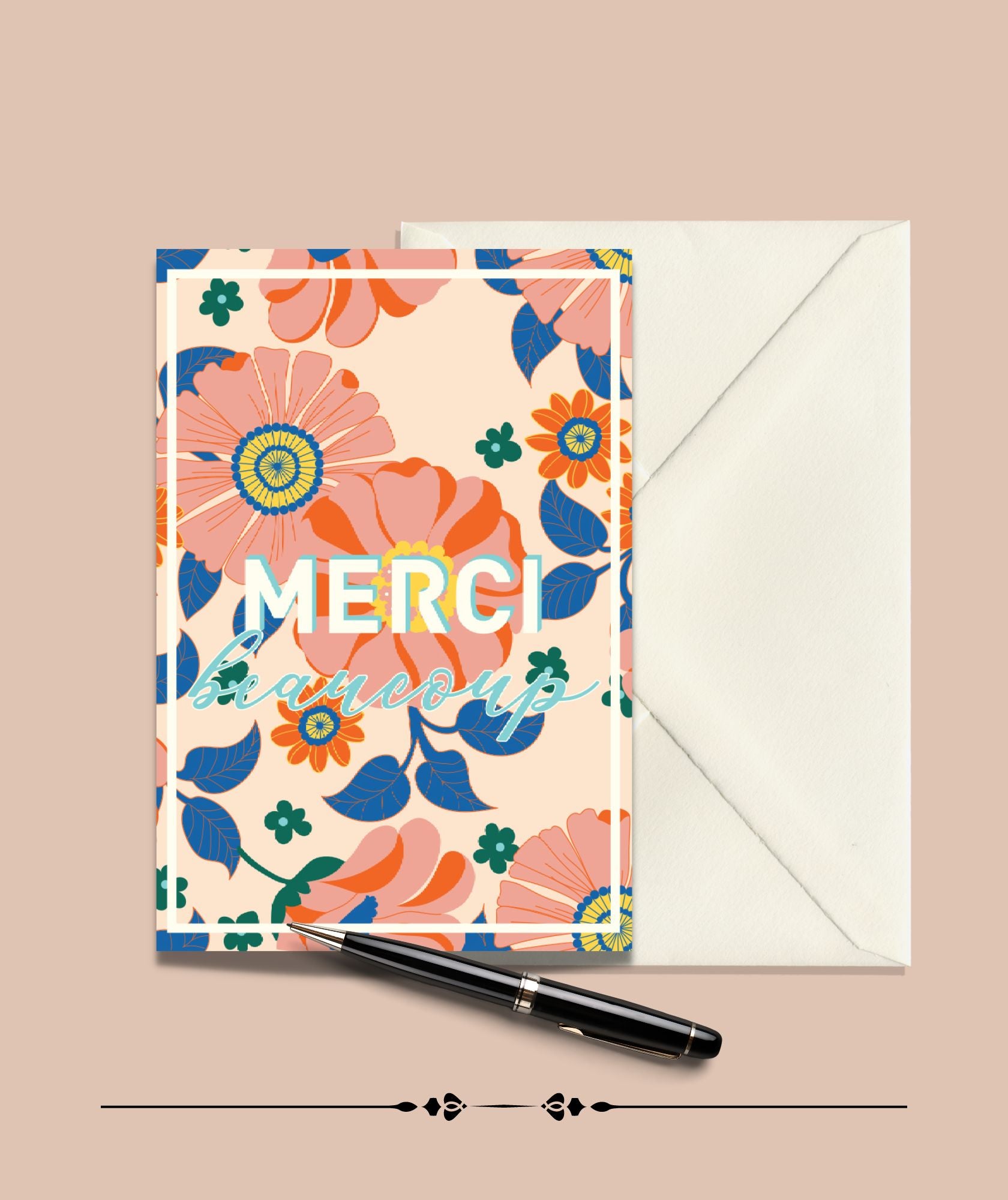 Carte de Voeux MERCI BEAUCOUP Florale Julie Roubergue